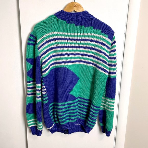 1980s vintage sweater jacket with zip front - unisex M-L - Picture 5 of 8